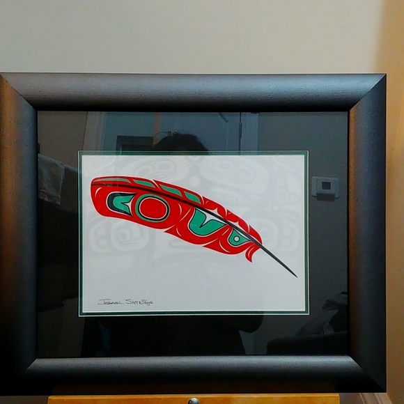 Gorgeous Native Art framed print - Feather - Picture 1 of 3
